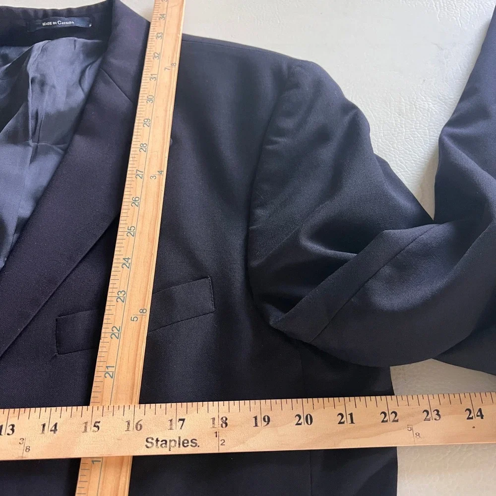 Ralph Lauren Polo University Club Blazer Men 44R Navy Wool Gold Button Coat Hole